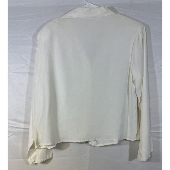 Vintage Women's 90s Orare Formal Shirt Ivory Blouse Long Sleeve Button up Sz 16 - Picture 4 of 12